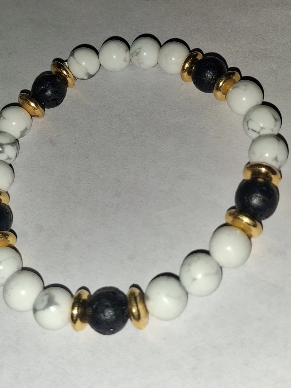 Handmade Howlite & Lava Stone Bracelet